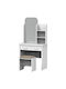 Caliber Wooden Makeup Dressing Table White with Mirror 80x39x155cm