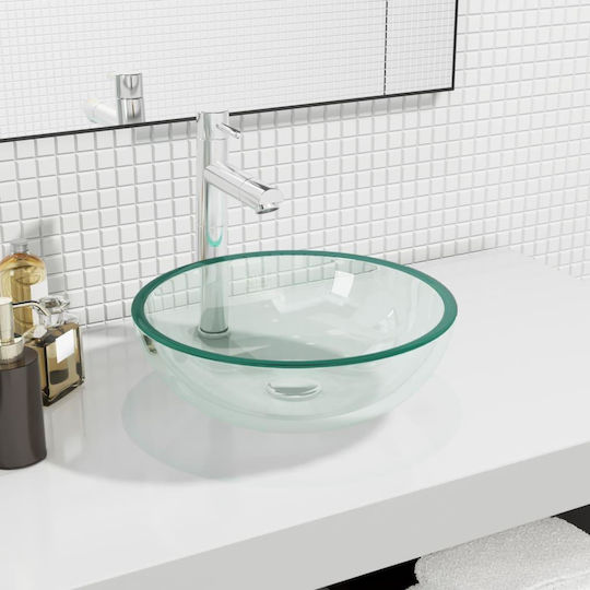 vidaXL Επικαθήμενος Νιπτήρας Γυάλινος 35x35x12cm Διάφανος