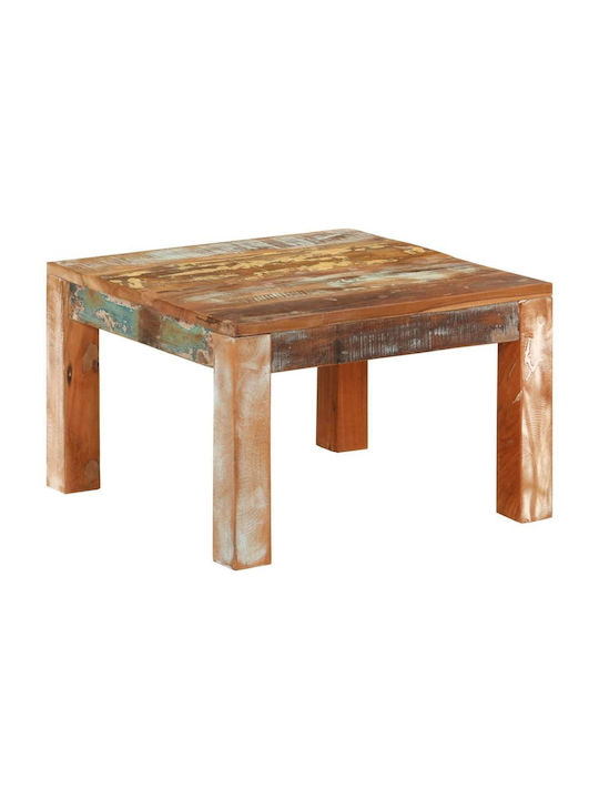Square Central Coffee Table Made of Solid Wood Multicolour W55xL55xH35cm