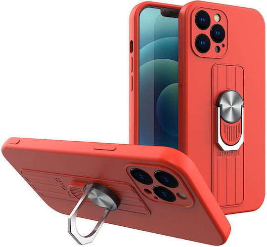 Hurtel Ring Back Cover Silicone Red (Galaxy S21 Ultra)