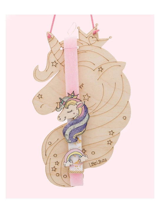 Osterkerze Einhorn Quadratisch mit Box Einhorn 30cm Rosa null