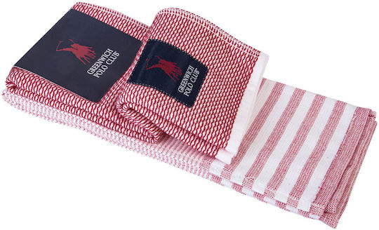 Greenwich Polo Club Küchentuch aus 100% Baumwolle Weiß - Rosa 60x40cm 2 Stück