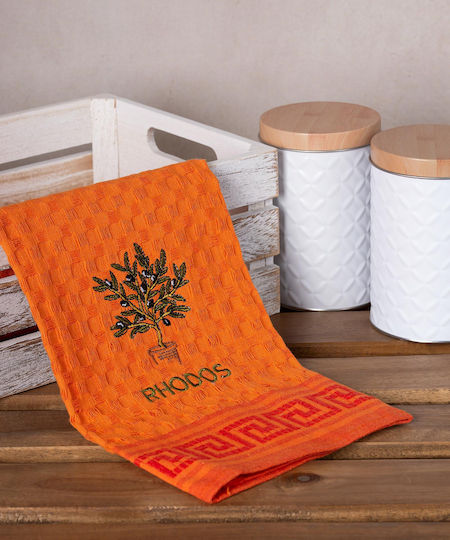 Silk Fashion Blumentopf Rhodes Geschirrtuch aus 100% Baumwolle in Orange Farbe 70x50cm 12Stück