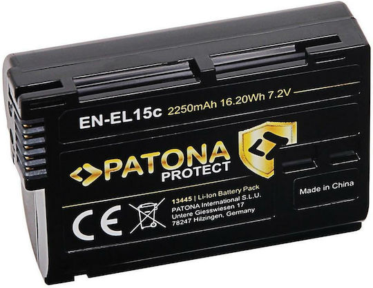 Patona Camera Battery Protect EN-EL15C Lithium Ion (Li-Ion) 2250mAh Compatible with Nikon D500 / D610 / D750 / D800 / D800E / D810 / D810A / D850 / D7000 / D7100 / D7200 / Z5 / Z6 / Z7