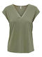 Only Women's T-shirt with V Neckline Khaki