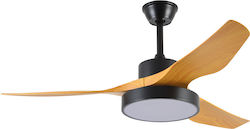 Inlight Nitinat 102000220 Ventilator de tavan 132cm cu lumină și telecomandă Maro