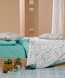 Kentia Sandy Super Double Cotton Duvet Cover Set with Pillowcases 220x240 10 Veraman / Ecru