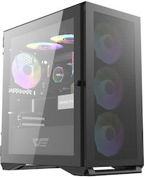 Darkflash DLM200 Gaming Midi Tower Κουτί Υπολογιστή με Πλαϊνό Παράθυρο Μαύρο