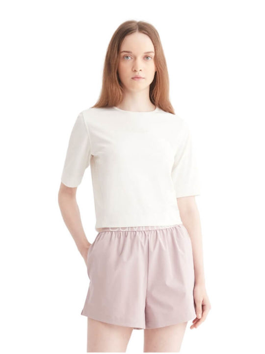 Calvin Klein Damen Sport Crop T-Shirt Schnell trocknend Weiß