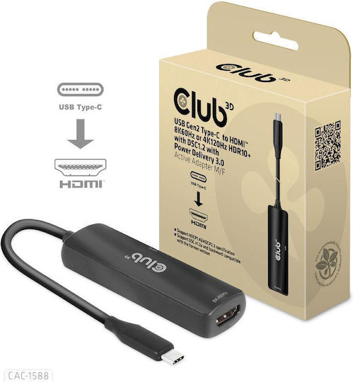 Club3D Converter USB-C male to HDMI female 1pcs CAC-1588