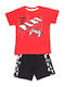 Nek Kids Wear Kids Set with Shorts Summer 2pcs Red