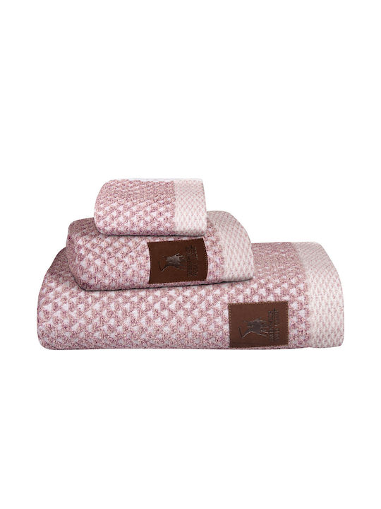 Greenwich Polo Club 3pc Bath Towel Set 3048 Pink / Ecru Weight 550gr/m²