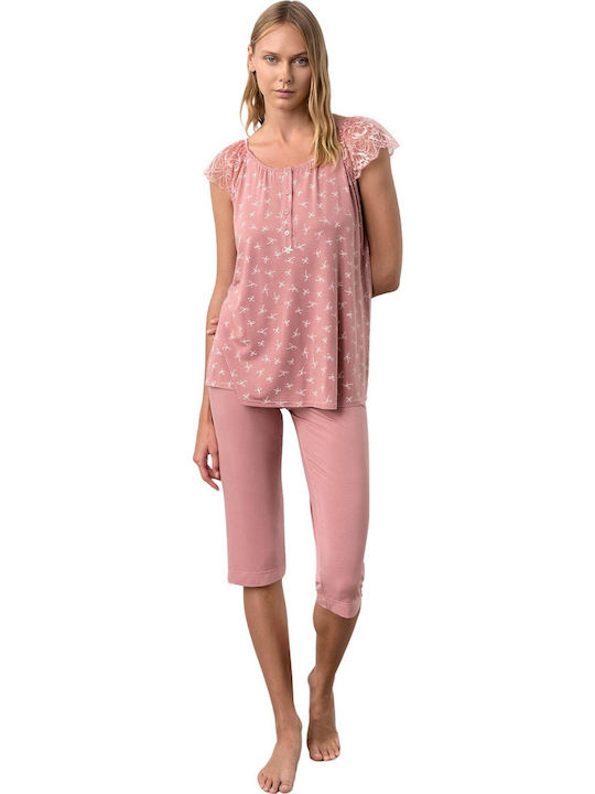 Vamp Sommer Damen Pyjama-Set Rose Dusty
