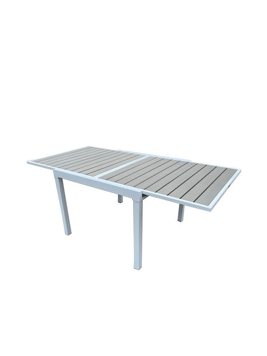 Τραπέζι Εξωτερικού Χώρου Επεκτεινόμενο Polywood με Μεταλλικό Σκελετό Tirso Λευκό 100(+100)x100x75εκ.