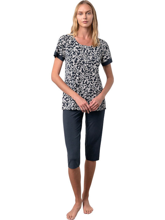 Vamp Summer Women's Pyjama Set Blue Paris