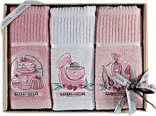 Kentia Regalo Küchentuch aus 100% Baumwolle in Rosa Farbe 40x70cm 3 Stück Kentia Regalo Küchentuch aus 100% Baumwolle in Rosa Farbe 40x70cm 3 Stück