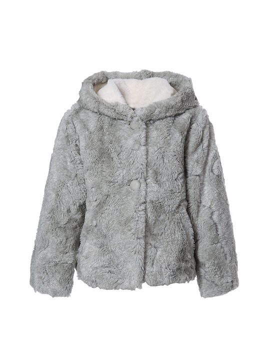 Matoufrance Kids Fur short Hooded Gray