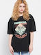 Funky Buddha FBL007-13104 Women's Athletic T-shirt Black FBL007-131-04-BLACK