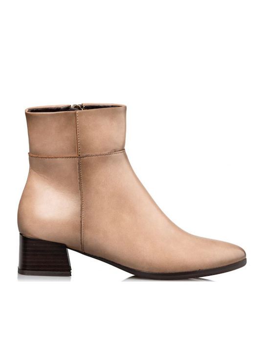 Envie Shoes Leather Women's Ankle Boots Beige