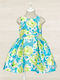Children's Dress Sleeveless Floral Turquoise