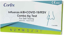 CorDX Influenza A/B & Covid-19/RSV Combo 25τμχ Αυτοδιαγνωστικό Τεστ Ταχείας Ανίχνευσης Αντιγόνων Covid-19 & Γρίπης με Ρινικό Δείγμα