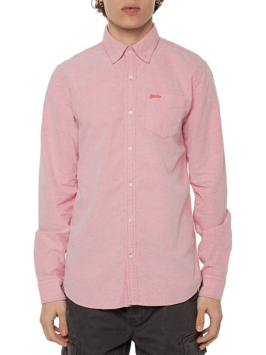 Superdry Long Sleeve Shirt in Regular Fit Red