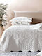 Kentia Cotton Satin Set of 3pcs Bridal Blanket Super Double with 2 Pillowcases Kiara White 250x230cm