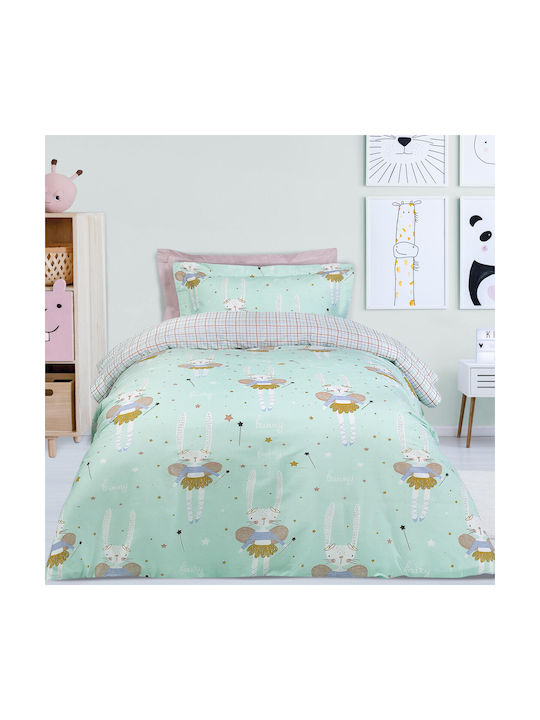 Das Home 4841 Set Kids Duvet Cover Single with Pillowcase Lilac/Mint 160x240cm