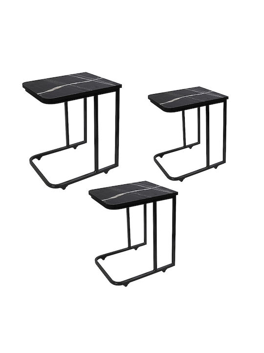 Rectangular Wooden Zigon Tables with Wheels Black L45xW41xH60cm