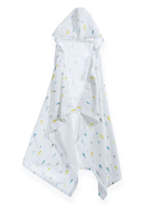 Nef-Nef Hooded Baby Bath Towel Ocean Friends White 032796