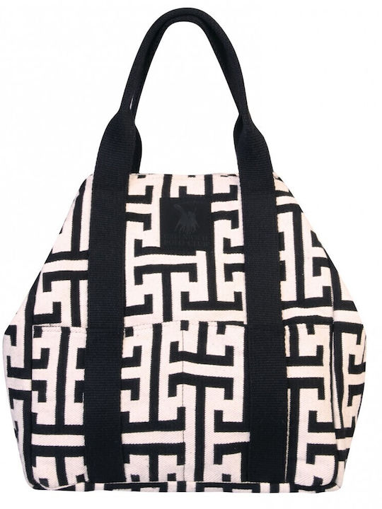 Greenwich Polo Club Fabric Beach Bag Beige Black