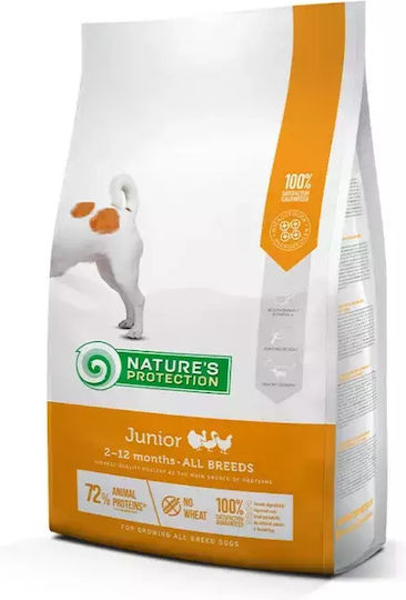 Nature's Protection Junior All Breeds 2kg Hrană Uscată fără Cereale pentru Căţei cu Păsări de curte și Orez