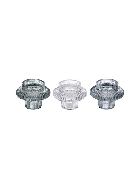 A-s Candle Set of Candle Holders Glass 8x8x6cm 3pcs