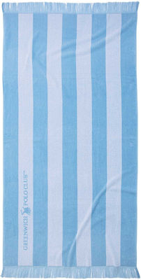 Greenwich Polo Club 3728 Beach Towel Cotton Blue with Fringes 170x90cm.