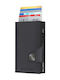 Click & Slide Leather Men's Wallet Cards with RFID and Slide Mechanism Black