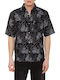 Tom Tailor Men's Shirt Short Sleeve Floral Black