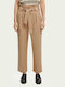 Scotch & Soda Damen Hoch tailliert Stoff Hose in Paperbag Passform Beige