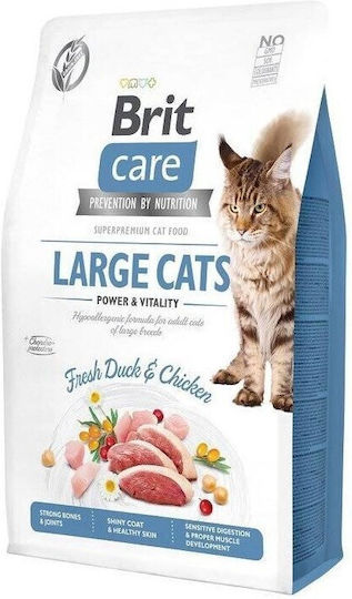 Brit Large Cats Power&Vitality Ξηρά Τροφή χωρίς Σιτηρά για Ενήλικες Γάτες με Κοτόπουλο / Πάπια 2kg