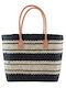 Rock Club Straw Beach Bag Multicolour with Stripes