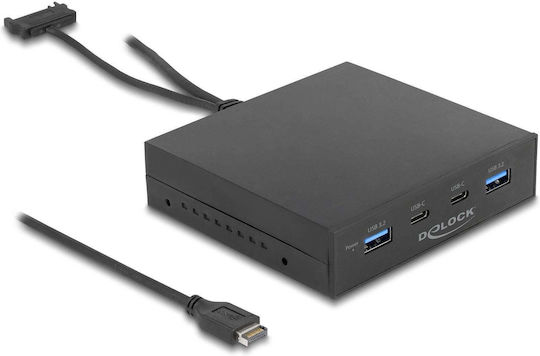 DeLock Преден панел USB 3,5″ 3.2 Gen 2 с 2 x USB Type-C и 2 x USB Type-A