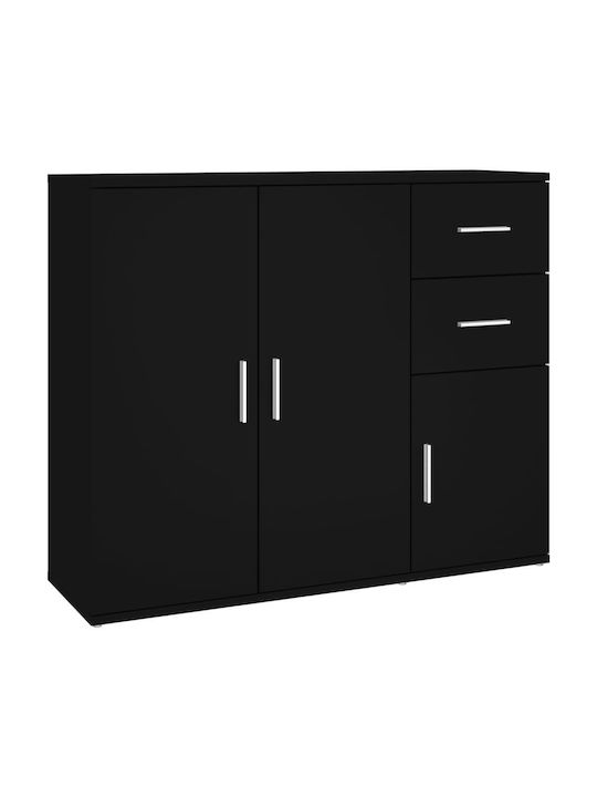 Wooden Buffet with Drawers Black L91xW29.5xH75cm