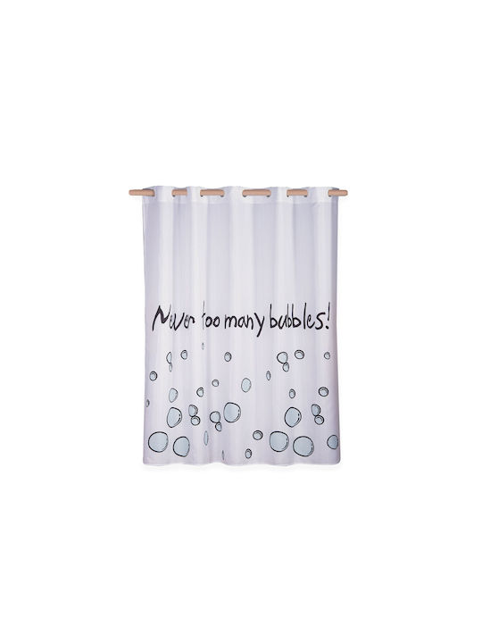 Nef-Nef Many Bubbles Κουρτίνα Μπάνιου Υφασμάτινη με Τρουκς 180x200 cm Λευκή