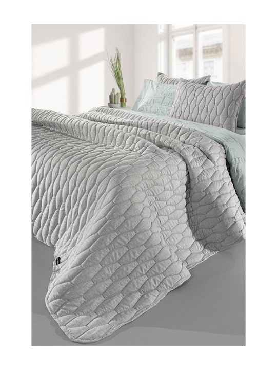 Guy Laroche Diamante Set Coverlet Queen Size Microfiber Gray 220x240cm 2pcs