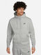 Nike Men's Sweatshirt Jacket with Hood and Pockets Gray