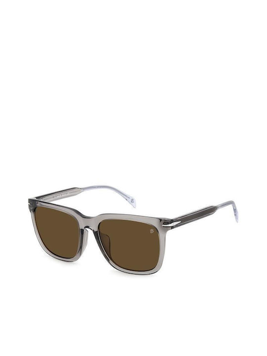 David Beckham Men's Sunglasses with Transparent Plastic Frame and Brown Lens DB 1120/F/S KB7/70