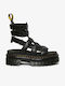 Dr. Martens Ricki Leather Women's Flat Sandals Gladiator Flatforms in Black Color