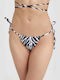 Slip Bikini Animal Print Savanna cu dantelă Λευco / Negru