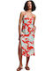 Summer Midi Slip Dress with Tearing Red