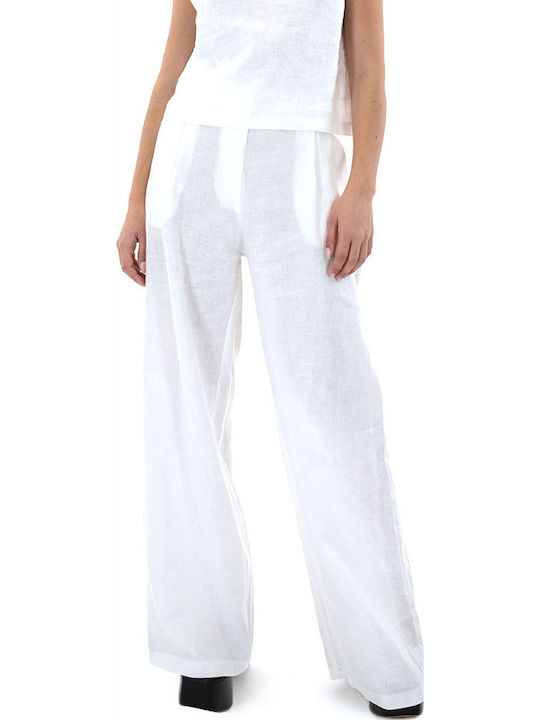 Damen Leinen Hose Weiß
