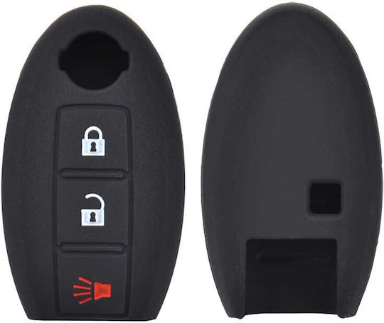 Silicone Car Key Cover Case with 3 Buttons for Nissan Black